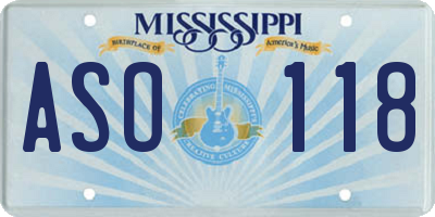 MS license plate ASO118