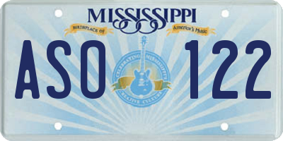 MS license plate ASO122