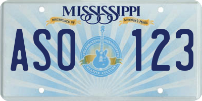 MS license plate ASO123