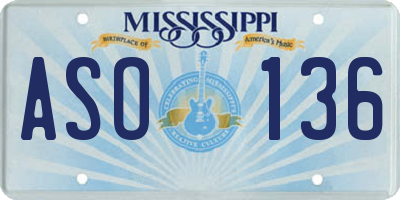 MS license plate ASO136
