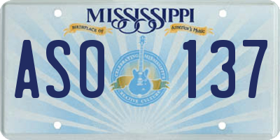 MS license plate ASO137