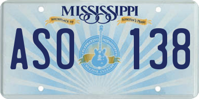 MS license plate ASO138