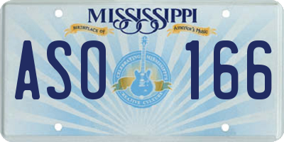MS license plate ASO166