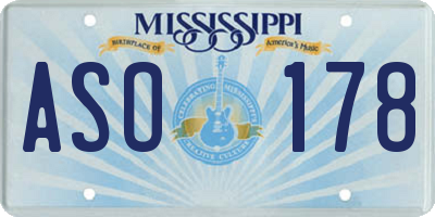 MS license plate ASO178