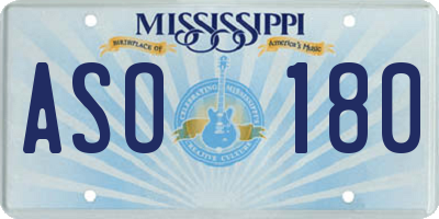 MS license plate ASO180