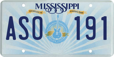 MS license plate ASO191