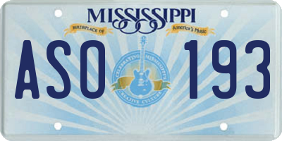 MS license plate ASO193
