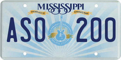 MS license plate ASO200