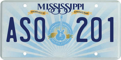 MS license plate ASO201