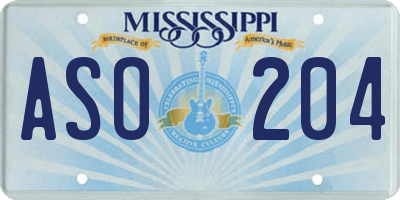 MS license plate ASO204