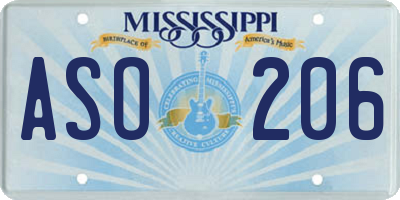 MS license plate ASO206