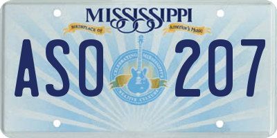 MS license plate ASO207