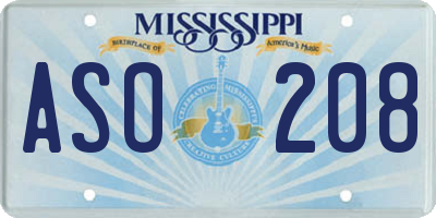 MS license plate ASO208