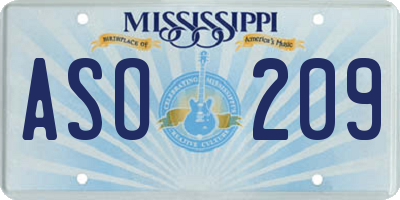 MS license plate ASO209
