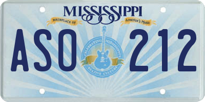 MS license plate ASO212