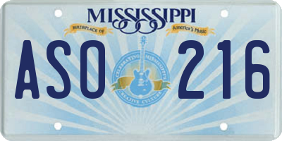 MS license plate ASO216