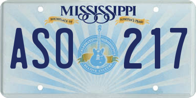 MS license plate ASO217