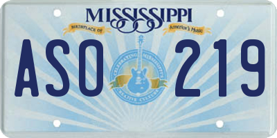MS license plate ASO219