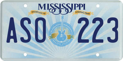 MS license plate ASO223