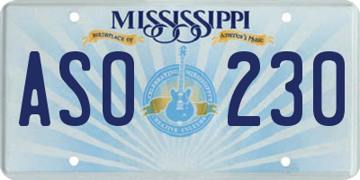 MS license plate ASO230