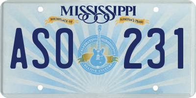 MS license plate ASO231