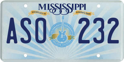MS license plate ASO232