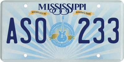 MS license plate ASO233