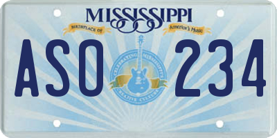 MS license plate ASO234