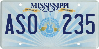 MS license plate ASO235