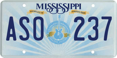MS license plate ASO237