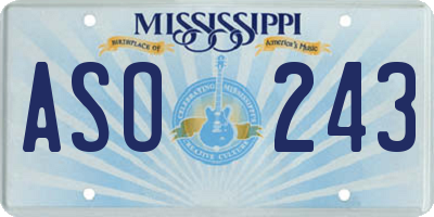 MS license plate ASO243