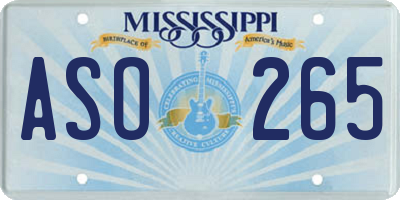 MS license plate ASO265