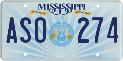 MS license plate ASO274