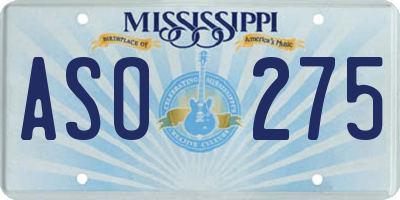 MS license plate ASO275