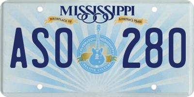 MS license plate ASO280