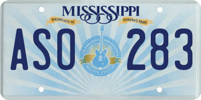 MS license plate ASO283