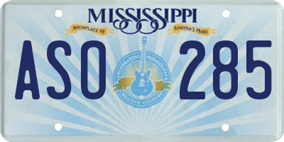 MS license plate ASO285