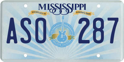 MS license plate ASO287