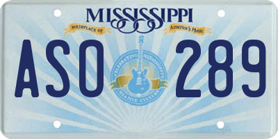 MS license plate ASO289