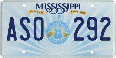 MS license plate ASO292
