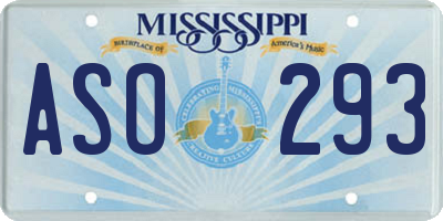 MS license plate ASO293