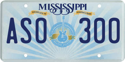 MS license plate ASO300