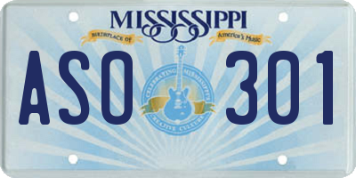 MS license plate ASO301
