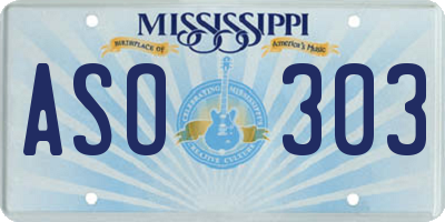 MS license plate ASO303