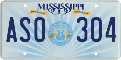 MS license plate ASO304