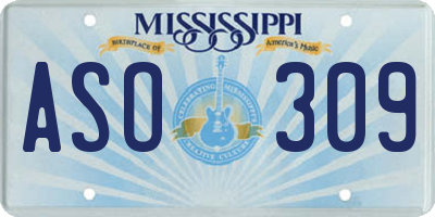 MS license plate ASO309