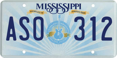 MS license plate ASO312