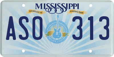 MS license plate ASO313