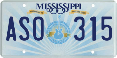 MS license plate ASO315