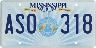 MS license plate ASO318